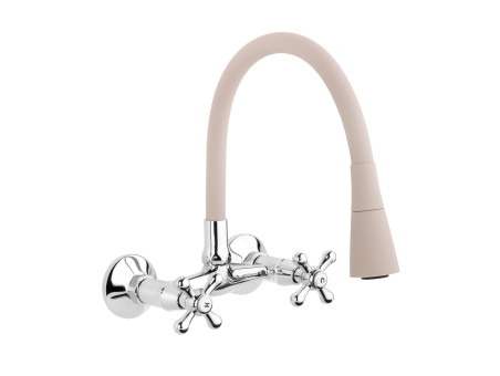 Küchenarmatur Beige ROMA Wasserhahn Küchenmischer mit flexiblen Auslauf