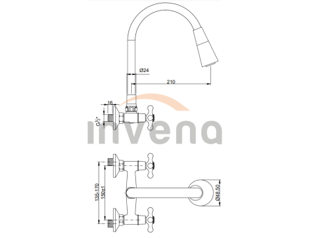 Küchenarmatur Beige ROMA Wasserhahn Küchenmischer mit flexiblen Auslauf
