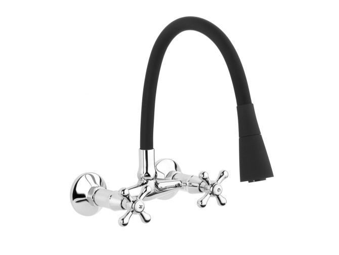 Küchenarmatur Schwarz ROMA Wasserhahn Küchenmischer mit flexiblen Auslauf