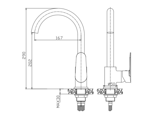 Küchenarmatur Silber ESLA Wasserhahn...