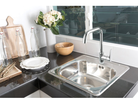 Küchenarmatur Silber LARISA Wasserhahn Küchenmischer