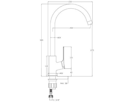 Küchenarmatur Silber NERI Wasserhahn Küchenmischer