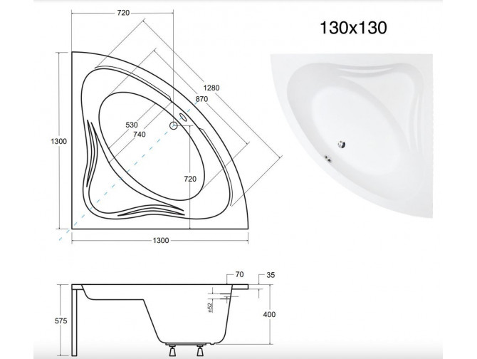 Badewanne Eckwanne Miaz 130x130 |...