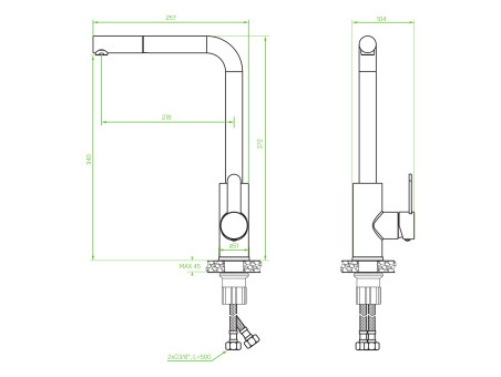 Küchenarmatur in Silber BONA  Wasserhahn Küchenmischer