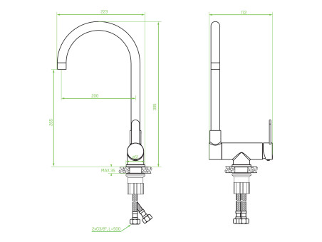 Küchenarmatur in Silber BONA  Wasserhahn Küchenmischer mit klappbarem Auslauf