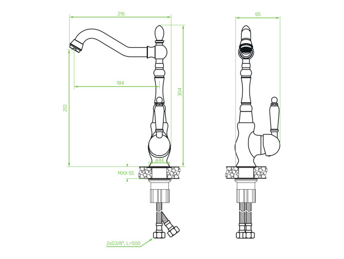 Küchenarmatur in Silber EVORA...