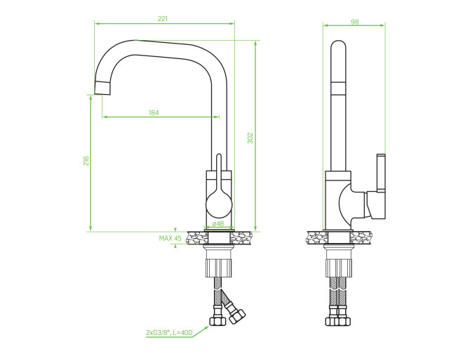 Küchenarmatur in Silber LENA... Küchenarmatur in Silber LENA...