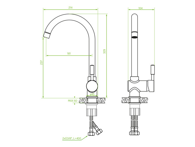 Küchenarmatur in Silber LETE...