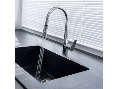 Küchenarmatur in Silber NALDA  Wasserhahn Küchenmischer