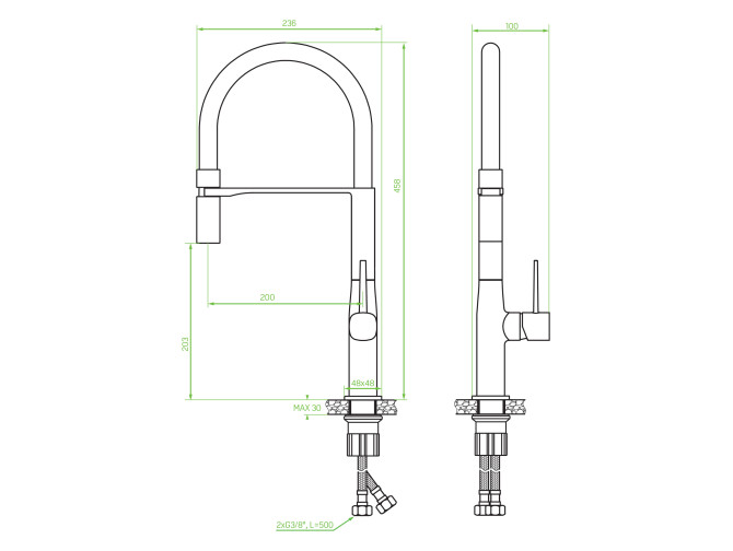 Küchenarmatur in Schwarz-Silber POLLA... Küchenarmatur in Schwarz-Silber POLLA...