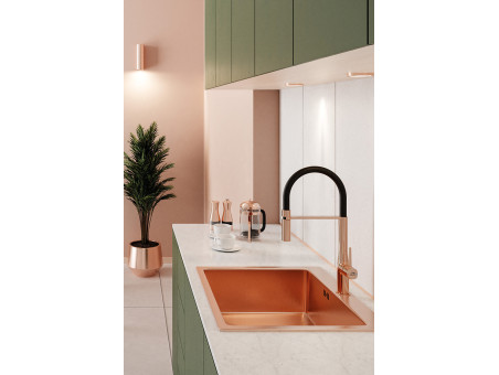 Küchenarmatur in Schwarz-Rosegold POLLA  Wasserhahn Küchenmischer mit Magnetgriff