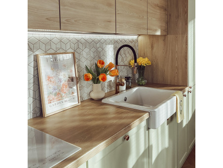 Küchenarmatur in Schwarz-Rosegold POLLA  Wasserhahn Küchenmischer mit Magnetgriff