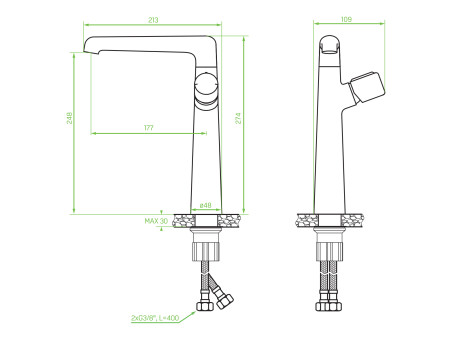 Küchenarmatur in Schwarz PRETTO  Wasserhahn Küchenmischer