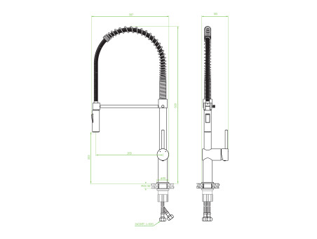 Küchenarmatur in Silber RHEA  Wasserhahn Küchenmischer