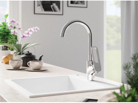 Küchenarmatur in Silber TIERRA  Wasserhahn Küchenmischer