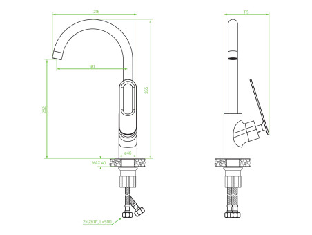 Küchenarmatur in Kupfer TIERRA  Wasserhahn Küchenmischer