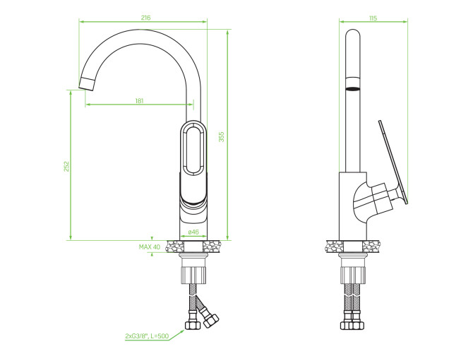 Küchenarmatur in Rosegold TIERRA...