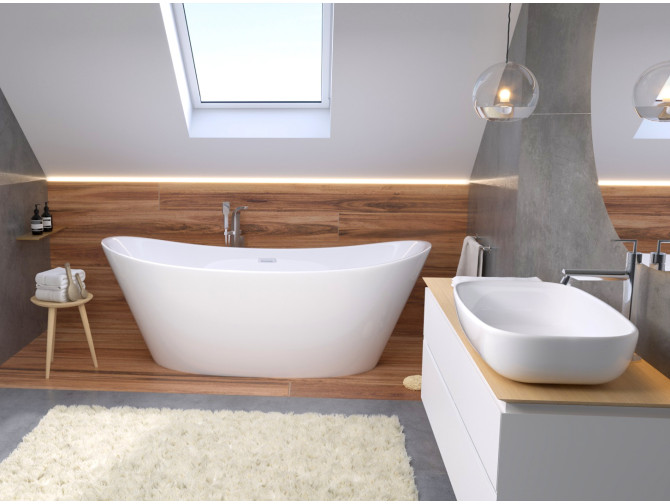 Freistehende Badewanne ROSSA 170x80 +...