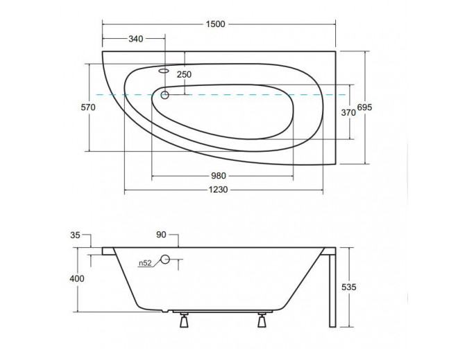 Badewanne Eckwanne Milena 150x70... Badewanne Eckwanne Milena 150x70...