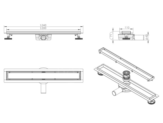 Komplettset Duschrinnen 360 DRAIN... Komplettset Duschrinnen 360 DRAIN...