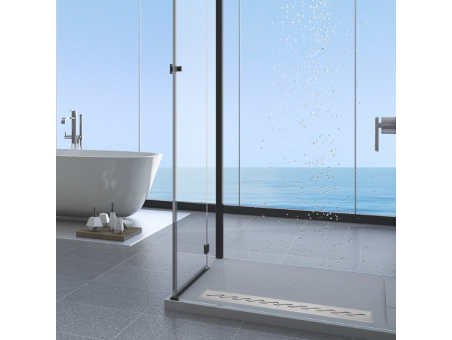 Komplettset Duschrinnen DECOR WAVE NEXT 60, Edelstahl Silber