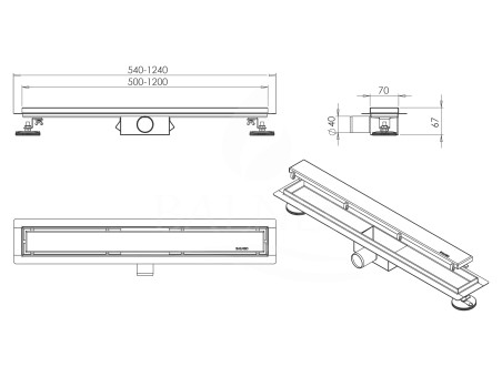 Komplettset Duschrinnen DUPLEXA 60, Edelstahl Silber, 2in1 Befliesbar Abfluss