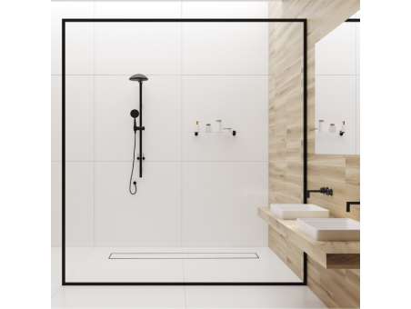 Komplettset Duschrinnen DUPLEXA 120, Edelstahl Silber, 2in1 Befliesbar Abfluss