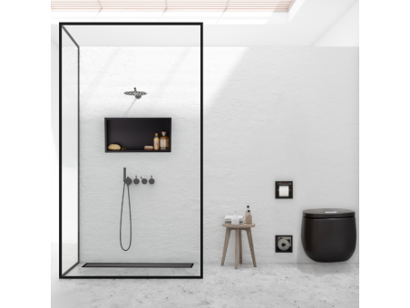 Komplettset Duschrinnen DUPLEXA NEXT 70, Edelstahl Schwarz, 2in1 Befliesbar Abfluss