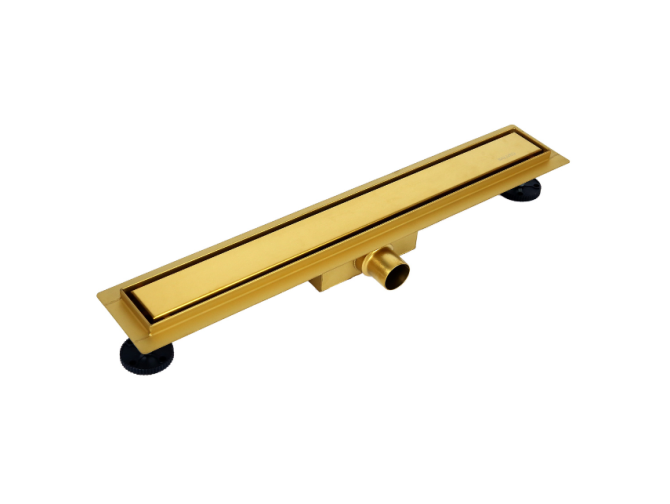 Komplettset Duschrinnen DUPLEXA NEXT 80, Edelstahl Gold, 2in1 Befliesbar Abfluss