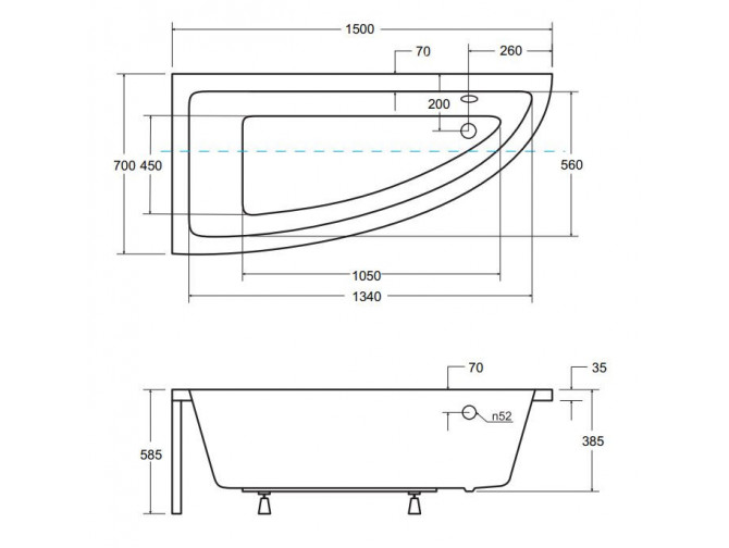 Badewanne Eckwanne Praktika 150x70... Badewanne Eckwanne Praktika 150x70...