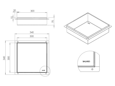 Duschregal Unterputz 30x30x7 cm Wandnische WALL BOX NO RIM Weiß
