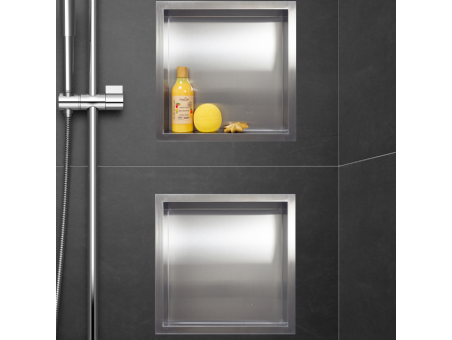 Duschregal Unterputz 30x30x7 cm Wandnische WALL BOX ONE Silber