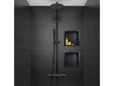 Duschregal Unterputz 30x30x10 cm Wandnische WALL BOX ONE Schwarz