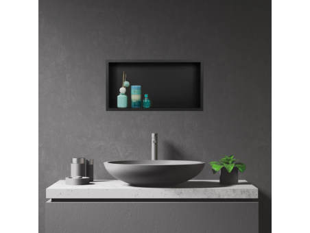 Duschregal Unterputz 30x60x7 cm Wandnische WALL BOX ONE Schwarz