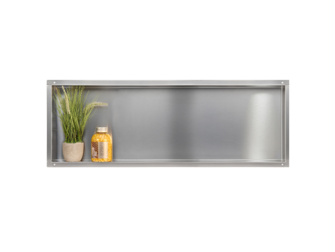 Duschregal Unterputz 30x90x7 cm Wandnische WALL BOX NO RIM Silber