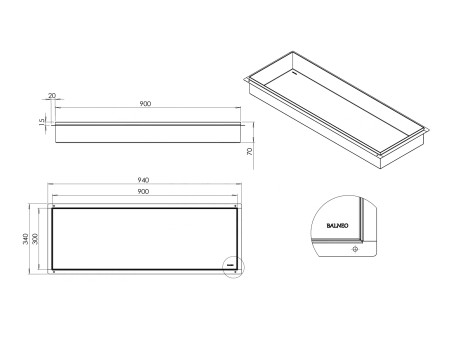 Duschregal Unterputz 30x90x7 cm Wandnische WALL BOX NO RIM Silber