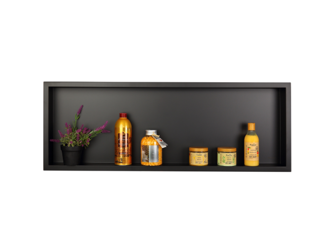 Duschregal Unterputz 30x90x7 cm Wandnische WALL BOX ONE Schwarz