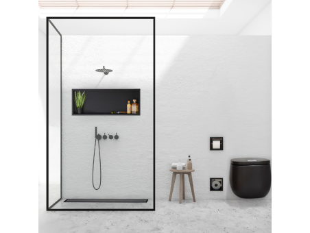 Duschregal Unterputz 30x90x7 cm Wandnische WALL BOX ONE Schwarz