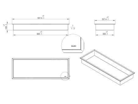 Duschregal Unterputz 30x90x10 cm Wandnische WALL BOX ONE Schwarz