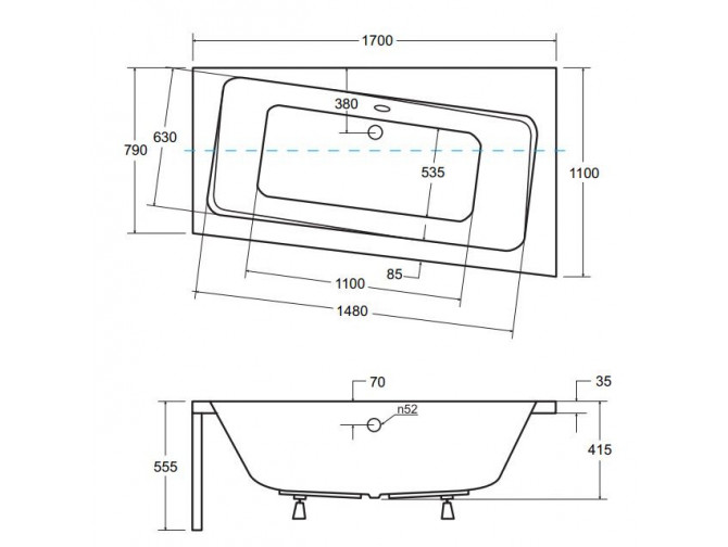 Badewanne Eckwanne Infinityz 170x110...