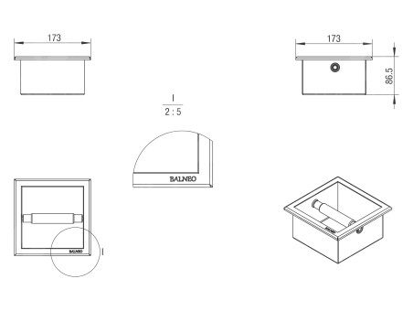 Toilettenpapierhalter Unterputz Wandnische in Gold WALL BOX PAPER 1