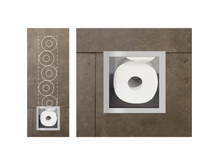 Toilettenpapieraufbewahrung Unterputz Wandnische  WALL BOX PAPER 3 Silber
