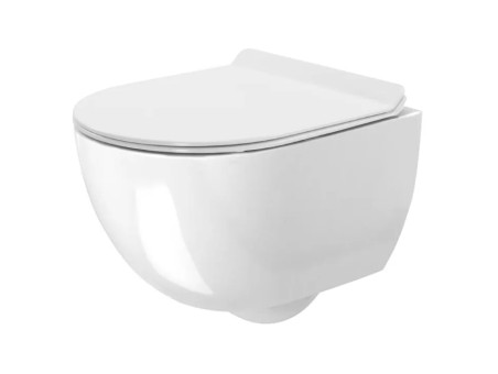WC-Toilette: Schüssel ROLO Weiß mit Klosettsitz Slim Soft-Close