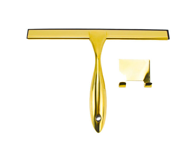 Abzieher Für Fensterscheiben und Duschkabinen, Glaswischer Edelstahl , Badwischer Gold, Duschabzieher Wasserabstreifer