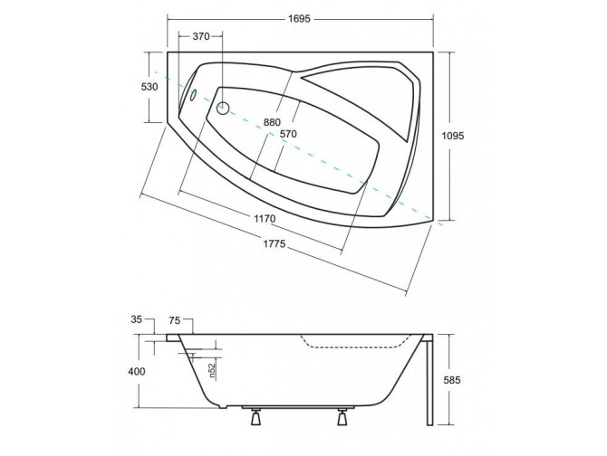 Badewanne Eckwanne Rimax 170x110... Badewanne Eckwanne Rimax 170x110...