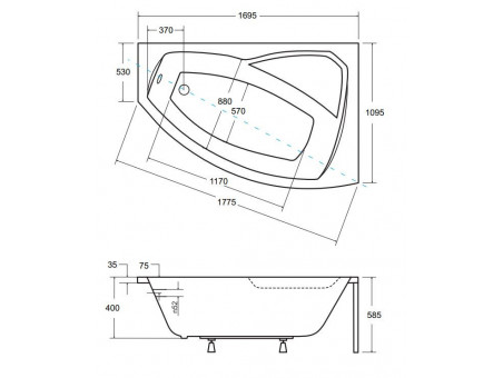 Badewanne Eckwanne Rimax 170x110 Rechts | Ablauf Viega & Füße GRATIS !