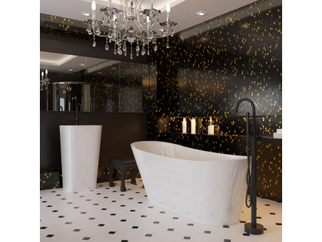 Freistehende Badewannenarmatur in Schwarz LUGO Badarmatur Wannenbatterie