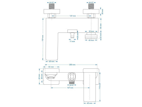 Badewannenarmatur in Schwarz TRINO Badarmatur Wannenbatterie
