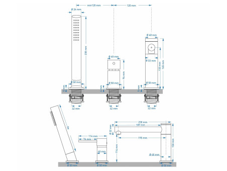 Badewannenarmatur in Schwarz LUGO Badarmatur Wannenbatterie
