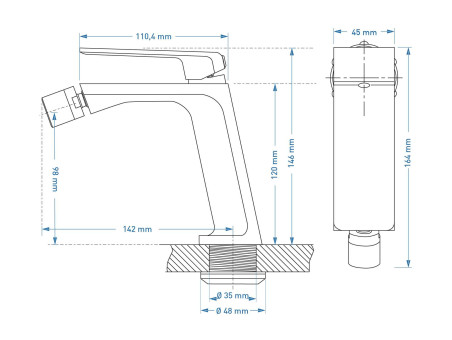Bidetarmatur in Schwarz TRINO Badarmatur Bidet-Mischbatterie